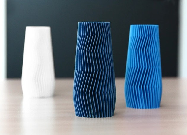 PleatWave Modern Pleated Vase, Matte Blue Ceramic Flower Holder